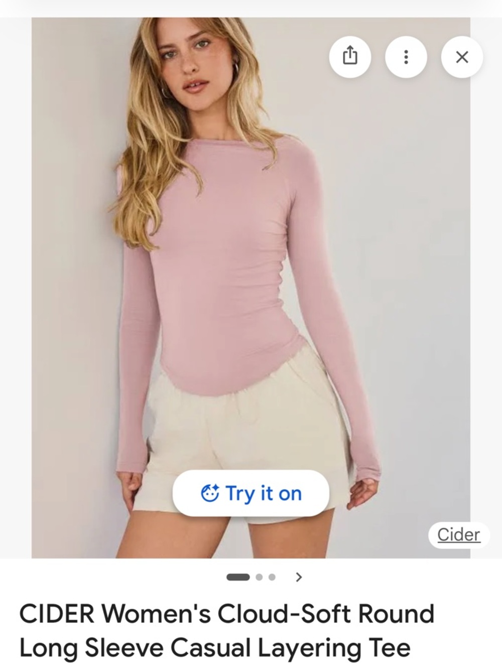 Cider Slim Fit Long Sleeve Tee in Dusty Rose